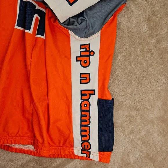 rnh bike Cycle 3/4 Zip Cycling Jersey Men's Size L Orange T-Shirt Short Sleeve - Picture 8 of 10